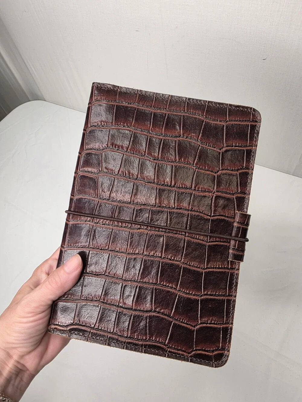 Planner Perfect Leather Traveler’s Notebook Cover Deep Brown Croc Embossed